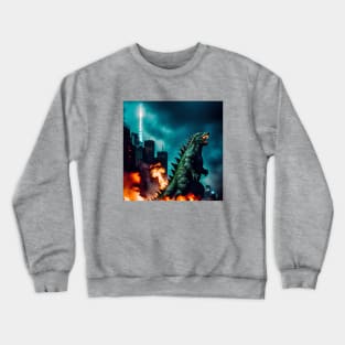 Godzilla in a city on fire Crewneck Sweatshirt